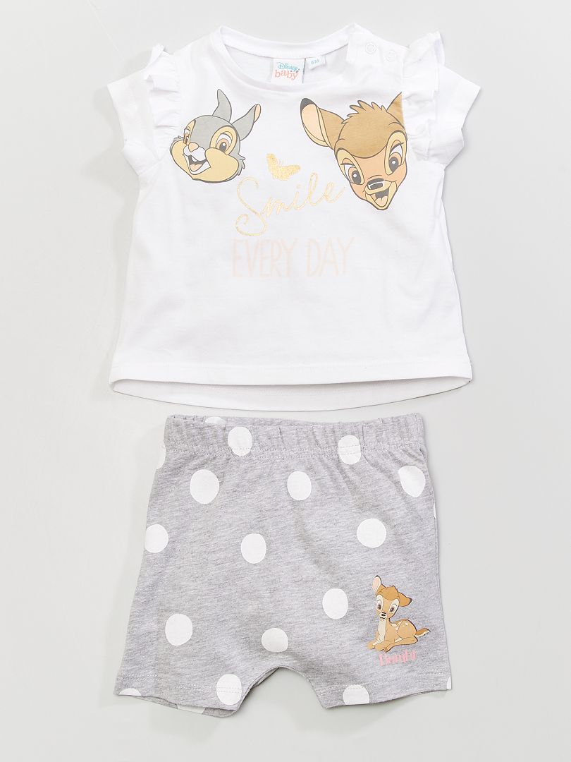Pyjama court 'Bambi' de 'Disney' blanc/gris - Kiabi