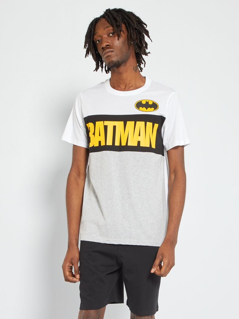 Pyjama court 'Batman' en jersey - 2 pièces blanc/noir/gris - Kiabi