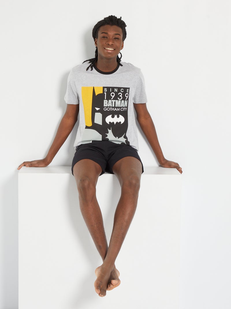 Pyjama court 'Batman' gris chiné/noir - Kiabi
