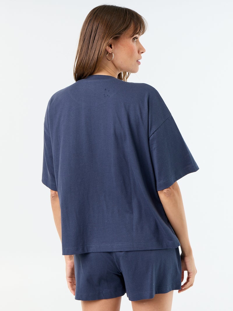 Pyjama court 'Bourriquet' - 2 pièces Bleu - Kiabi