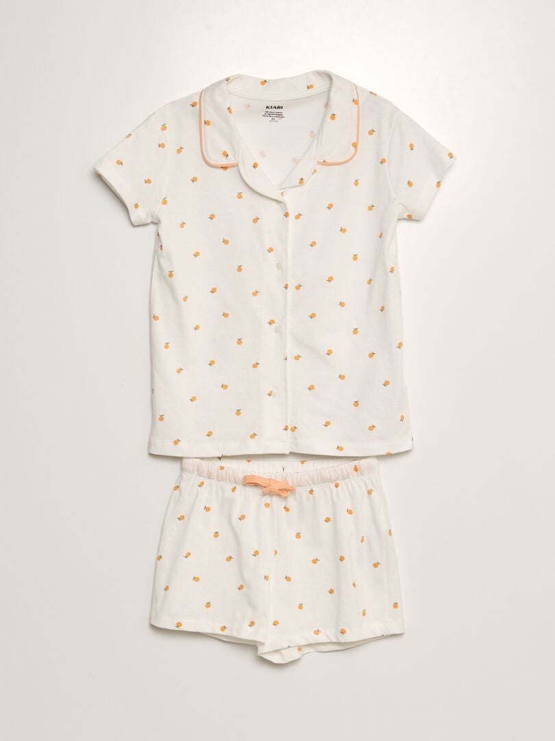 Pyjama court chemise + short à motif Blanc - Kiabi