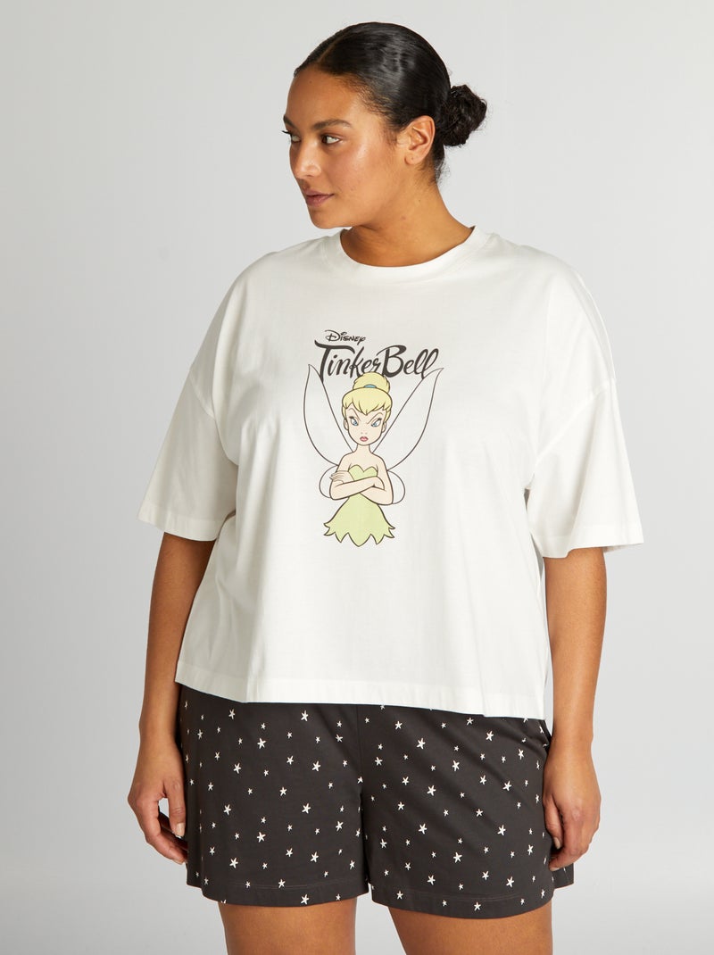 Pyjama court 'Clochette' en jersey - 2 pièces Blanc/gris - Kiabi