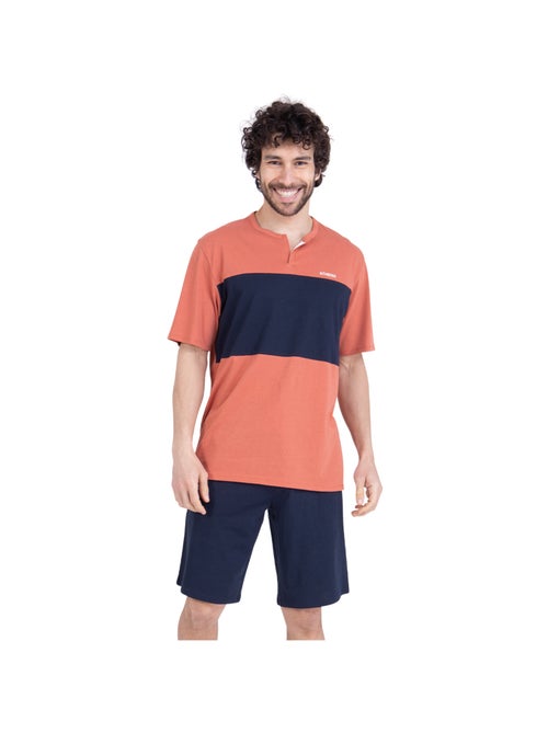 Pyjama court col ouvert homme coton issu de l'agriculture biologique Athena - Kiabi