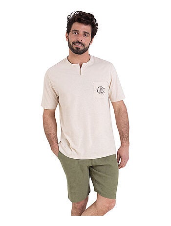Pyjama court col rabat homme Easy coton Athena