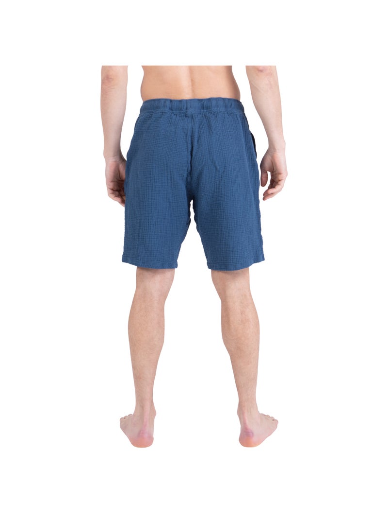 Pyjama court col rabat homme Easy Coton Athena Bleu - Kiabi