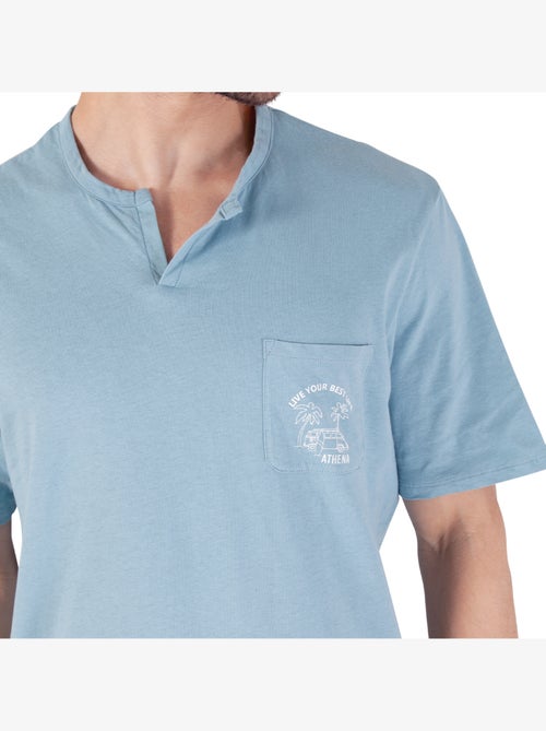 Pyjama court col rabat homme Easy Coton Athena - Kiabi