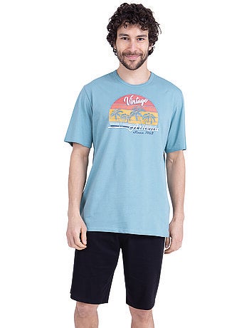 Pyjama court col rond homme Ecopack Sérigraphie Athena