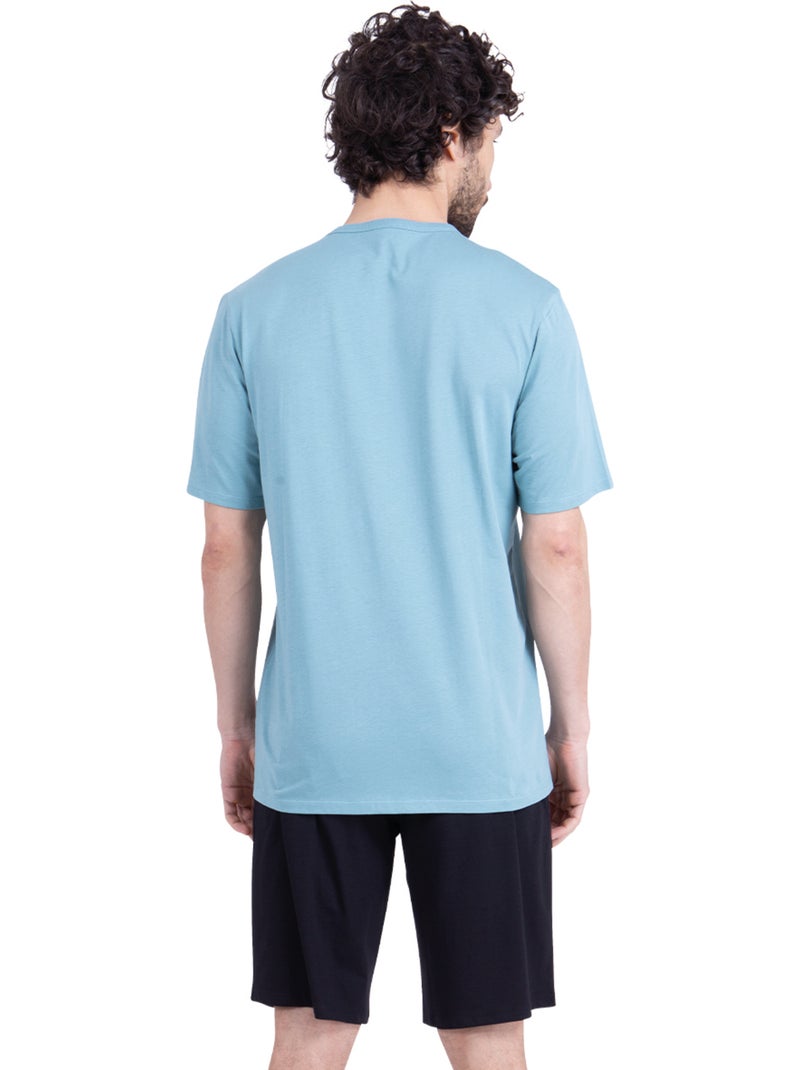 Pyjama court col rond homme Ecopack Sérigraphie Athena Bleu Multicolore Bleu - Kiabi