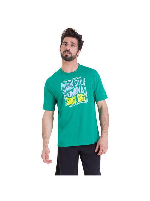 Pyjama court col rond homme Ecopack Sérigraphie Athena - Kiabi