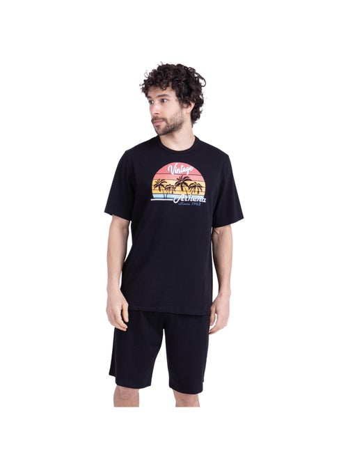 Pyjama court col rond homme Ecopack Sérigraphie Athena - Kiabi