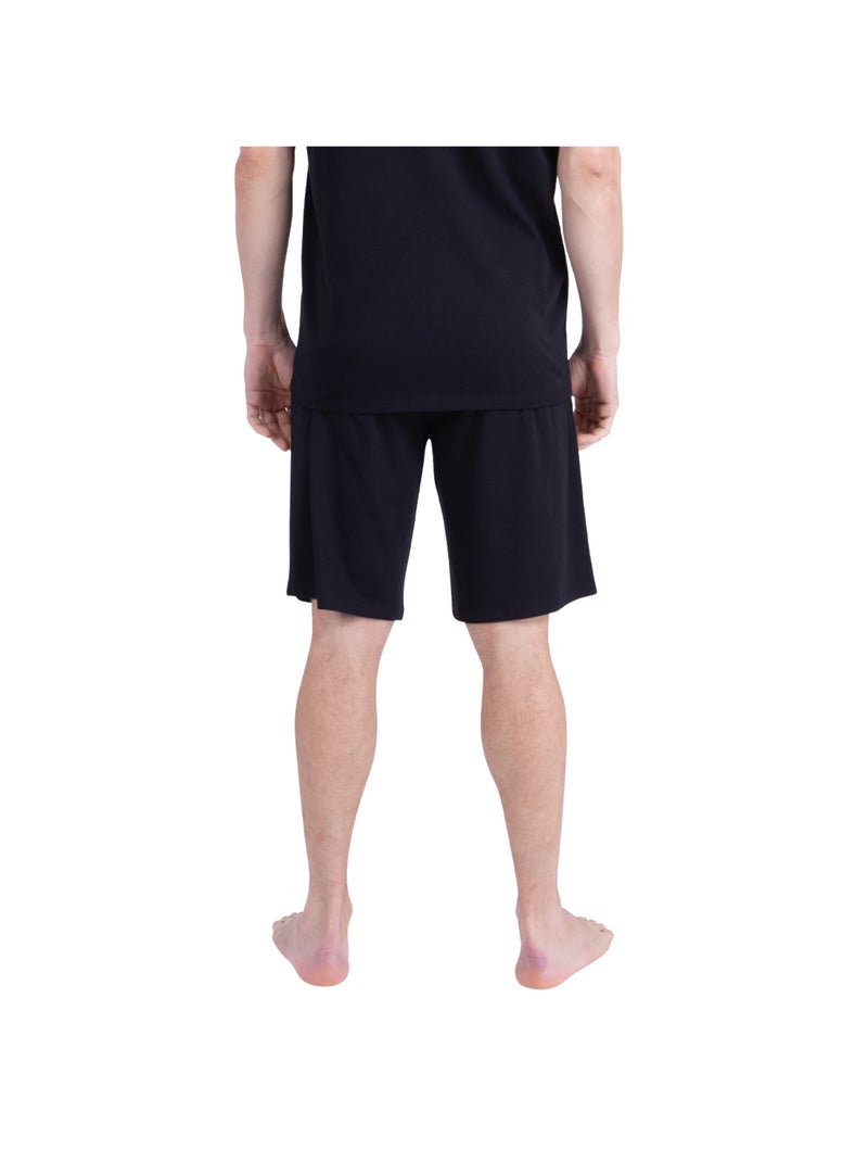 Pyjama court col rond homme Ecopack Sérigraphie Athena Noir - Kiabi
