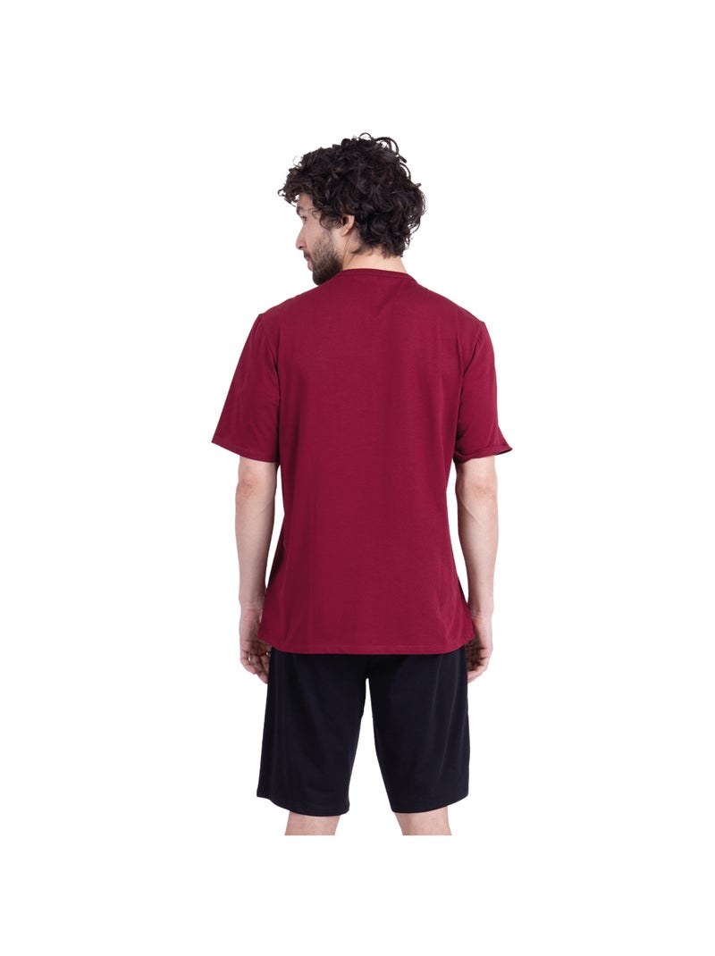 Pyjama court col rond homme My Petit Prix Athena Bleu Rouge - Kiabi
