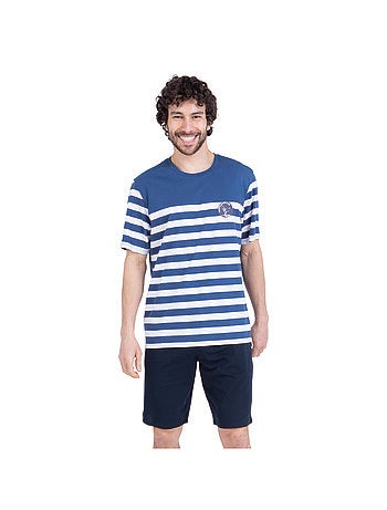 Pyjama court col rond homme Rayures Ocean Club Athena