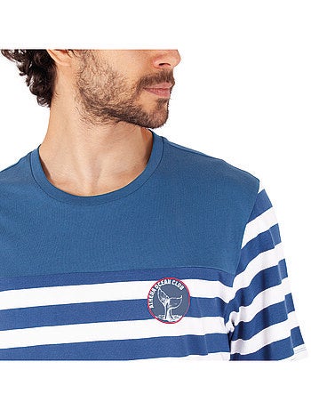 Pyjama court col rond homme Rayures Ocean Club Athena