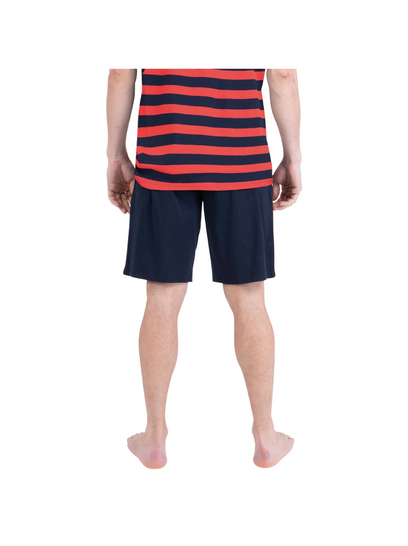 Pyjama court col rond homme Rayures Ocean Club Athena Bleu Rouge - Kiabi