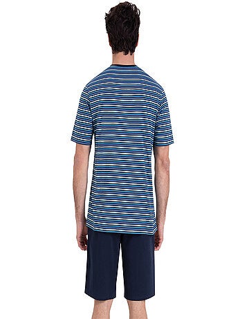 Pyjama court col rond homme Rayures Waves Athena