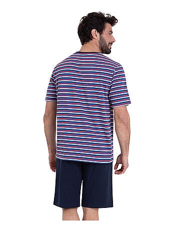 Pyjama court col rond homme Rayures Waves Athena