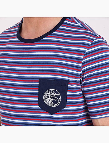 Pyjama court col rond homme Rayures Waves Athena