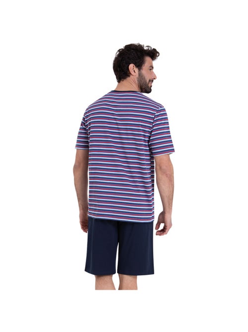 Pyjama court col rond homme Rayures Waves Athena - Kiabi