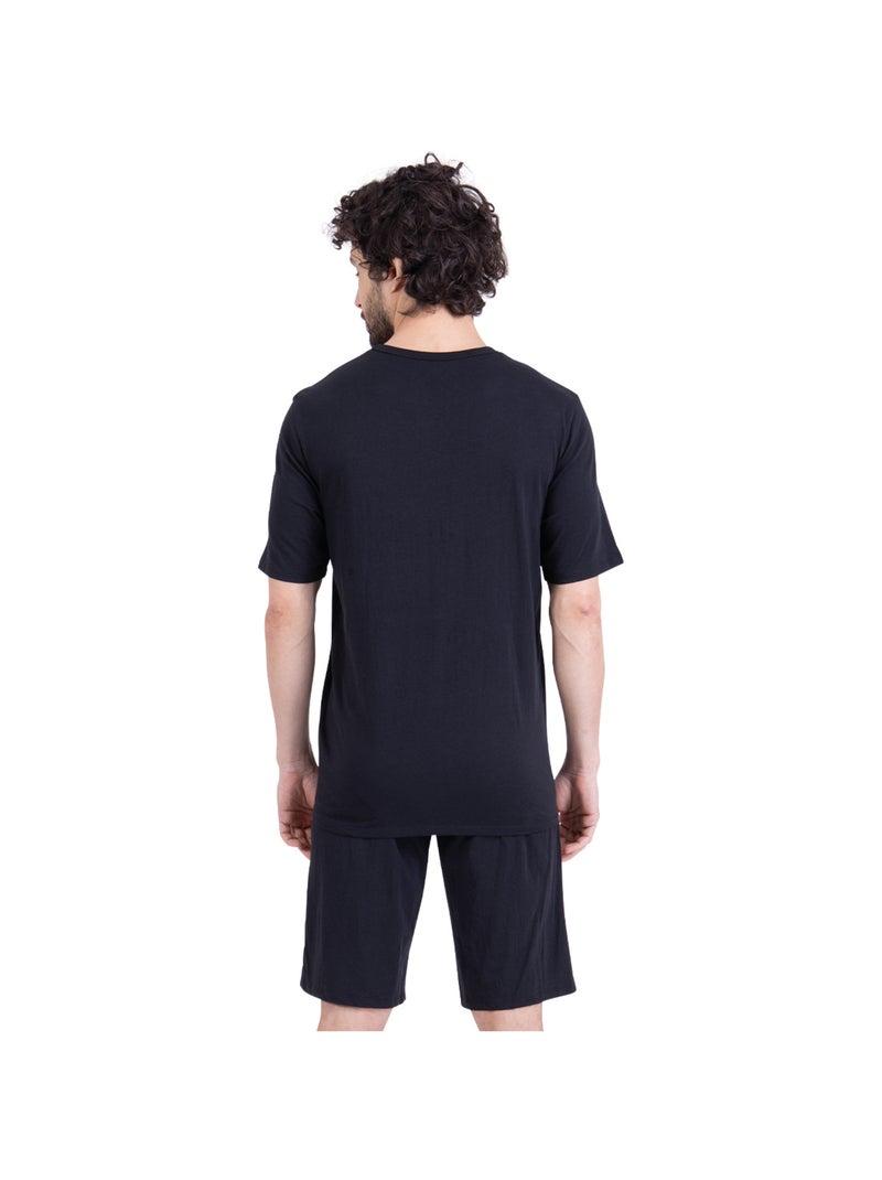 Pyjama court col rond homme SmileyWorld® I Athena Noir - Kiabi