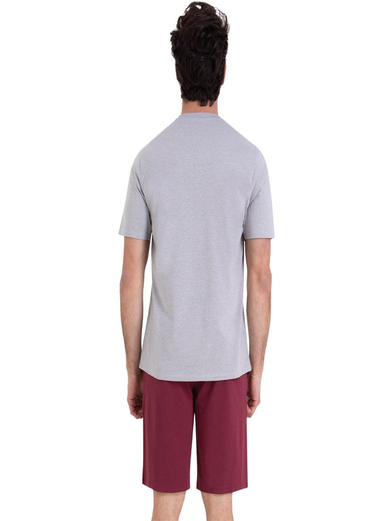 Pyjama court col rond homme Sport Athena Gris Bordeaux - Kiabi