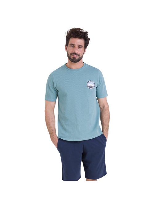 Pyjama court col rond homme Waffle Athena - Kiabi