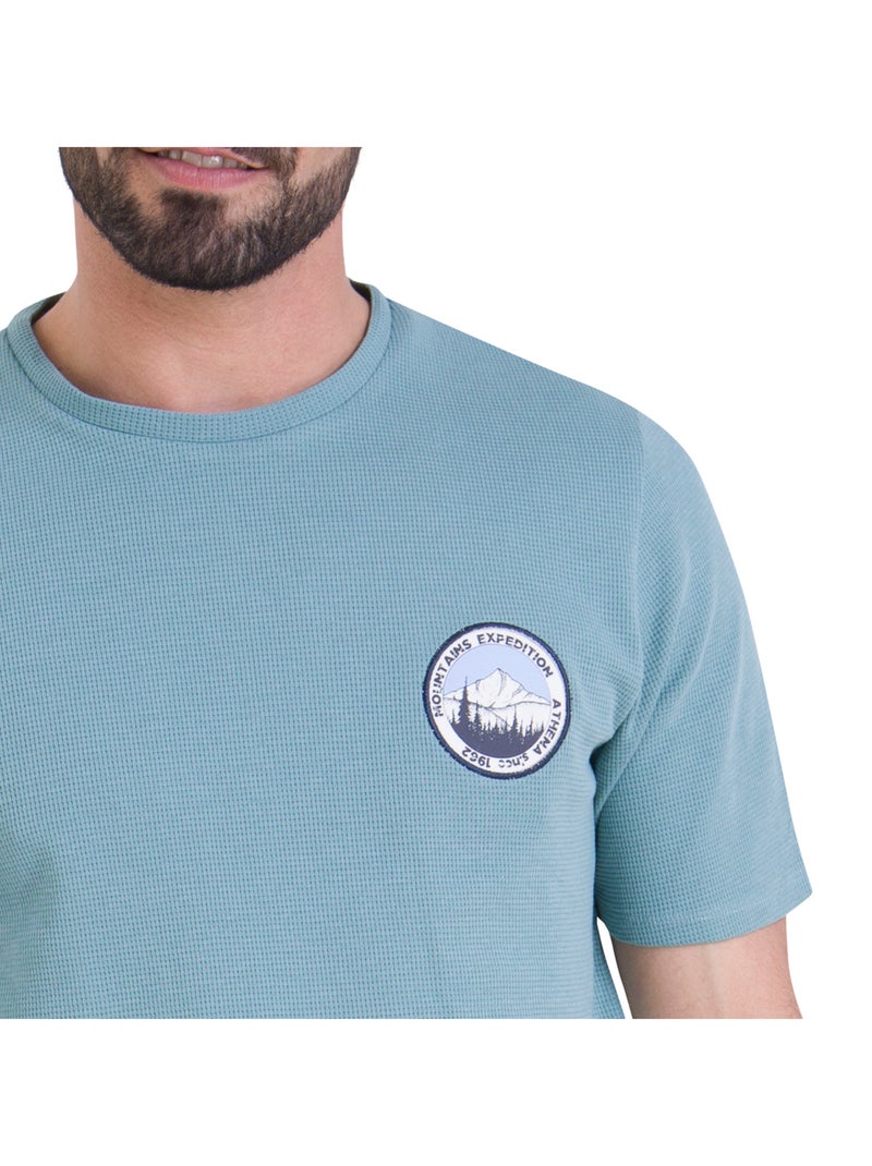 Pyjama court col rond homme Waffle Athena Bleu - Kiabi
