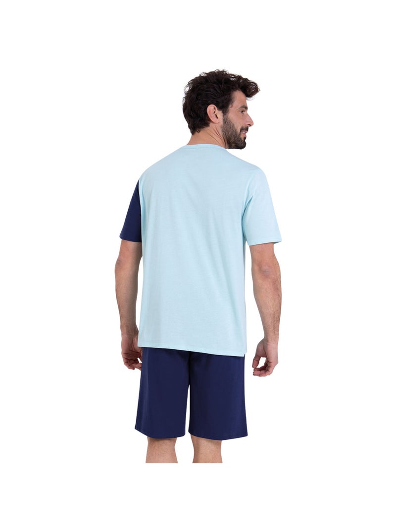 Pyjama court col V homme Ecopack Athena Multicolore - Kiabi