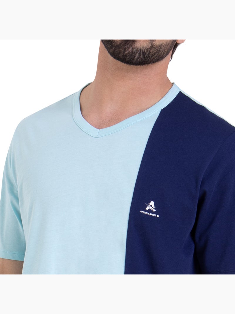 Pyjama court col V homme Ecopack Athena Multicolore - Kiabi