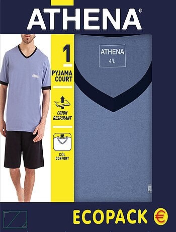 Pyjama court col V homme Ecopack Construction Athena