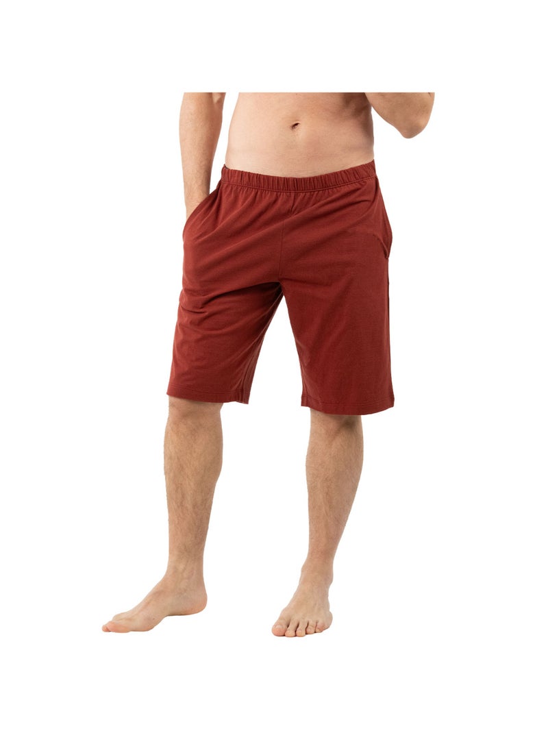 Pyjama court col V homme Mercerisé Eminence Bleu Rouge - Kiabi