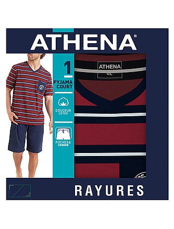 Pyjama court col V homme Rayures Cap Horn Athena