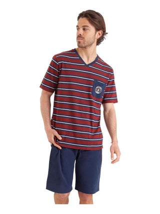 Pyjama court col V homme Rayures Cap Horn Athena