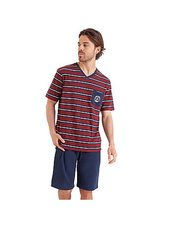 Pyjama court col V homme Rayures Cap Horn Athena