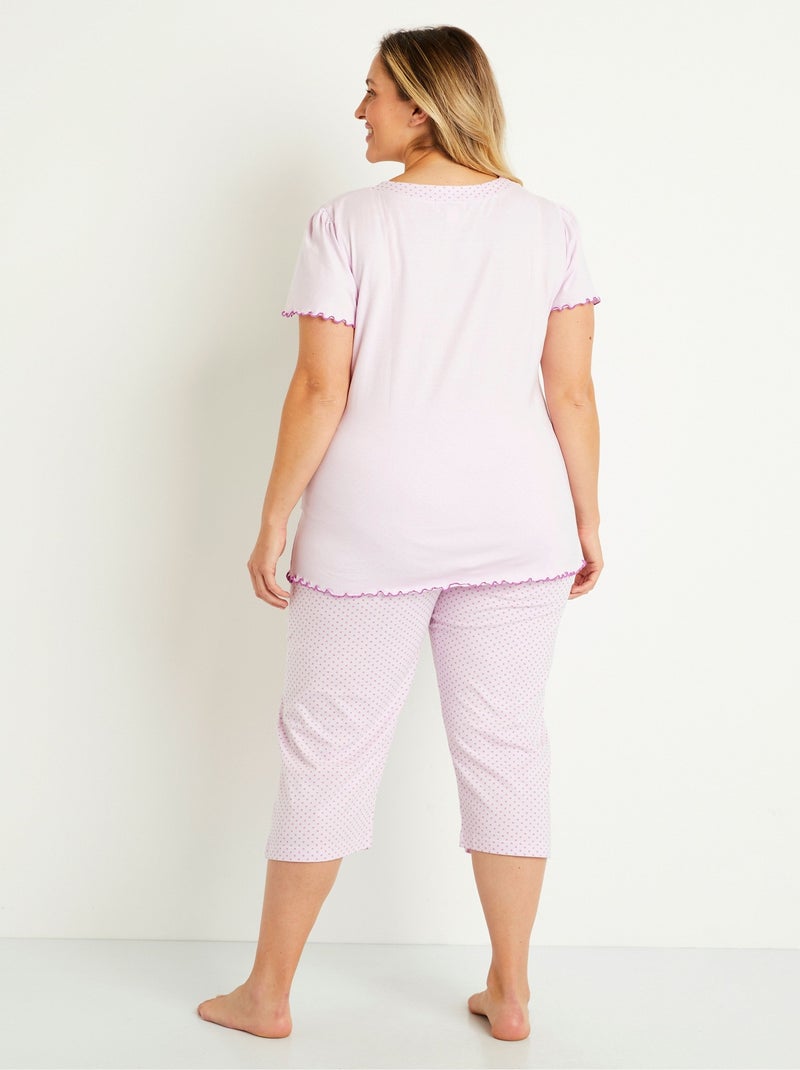 Pyjama court coton imprimé Violet - Kiabi