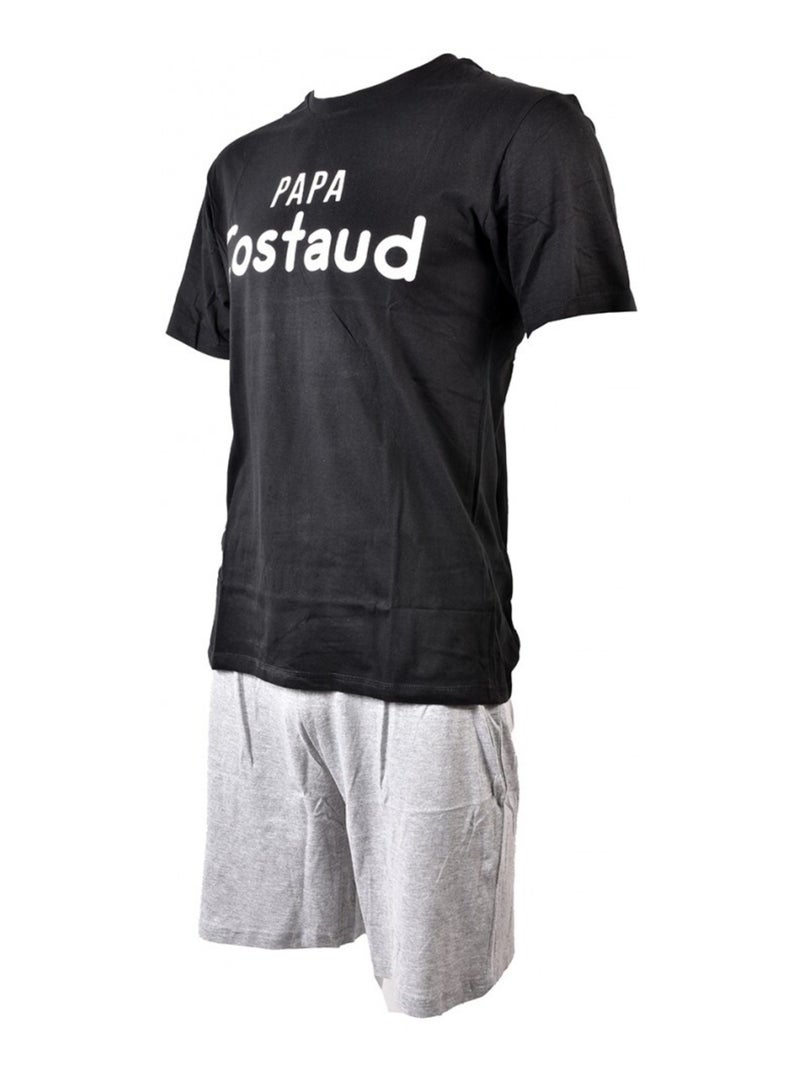 Pyjama Court COTON Noir Gris - Kiabi