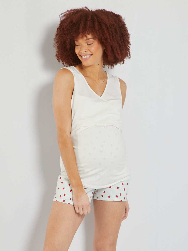Pyjama court de grossesse et allaitement écru - Kiabi
