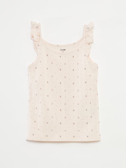 Pyjama court débardeur avec volants + short - 2 pièces - Kiabi