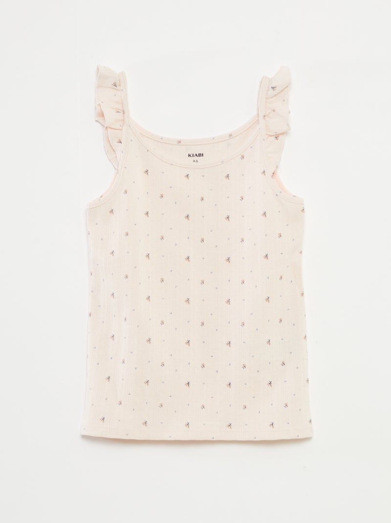 Pyjama court débardeur avec volants + short - 2 pièces Rose - Kiabi