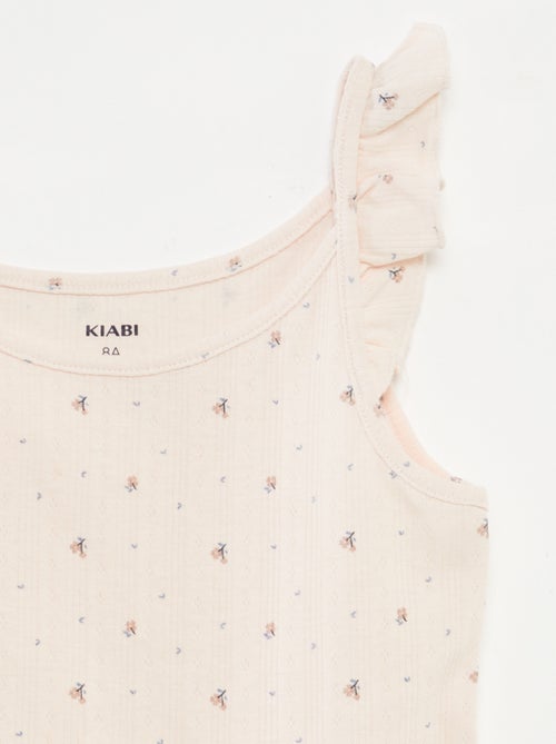 Pyjama court débardeur avec volants + short - 2 pièces - Kiabi