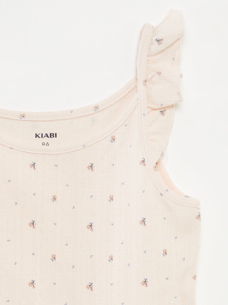 Pyjama court débardeur avec volants + short - 2 pièces Rose - Kiabi