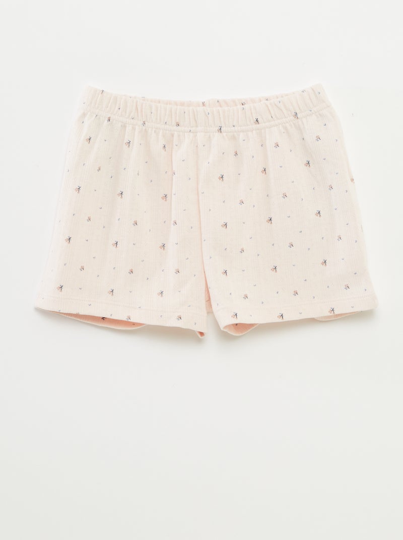 Pyjama court débardeur avec volants + short - 2 pièces Rose - Kiabi