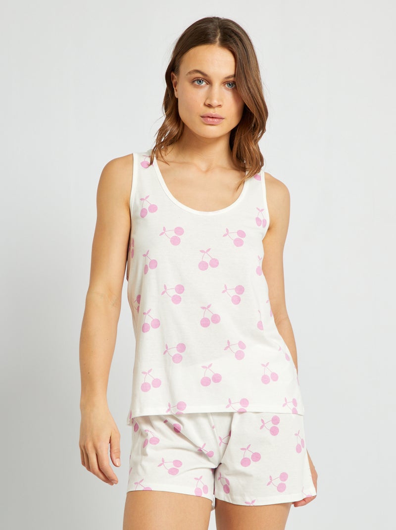Pyjama court débardeur + short - 2 pièces Blanc - Kiabi