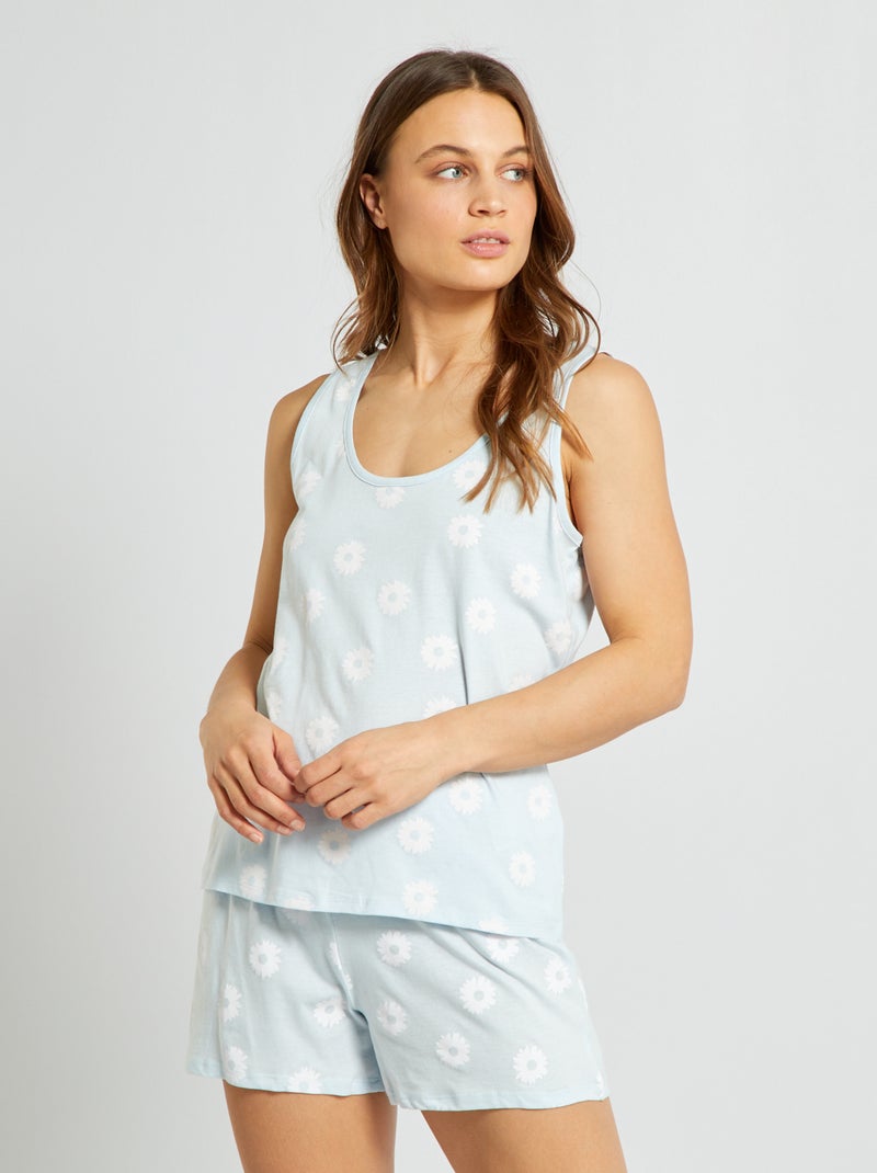 Pyjama court débardeur + short - 2 pièces Bleu - Kiabi