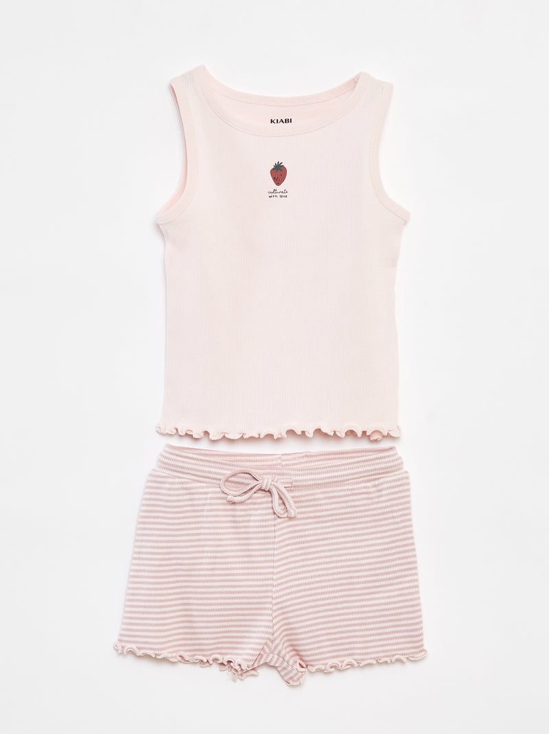 Pyjama court débardeur + short - 2 pièces ROSE - Kiabi