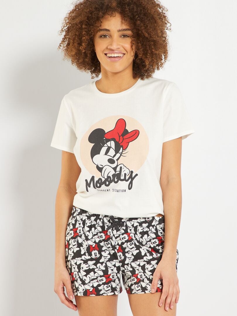 Pyjama court 'Disney' Blanc/noir - Kiabi