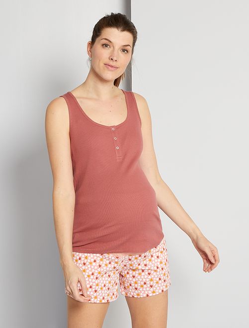 Pyjama court éco-conçu grossesse                                         rose 

