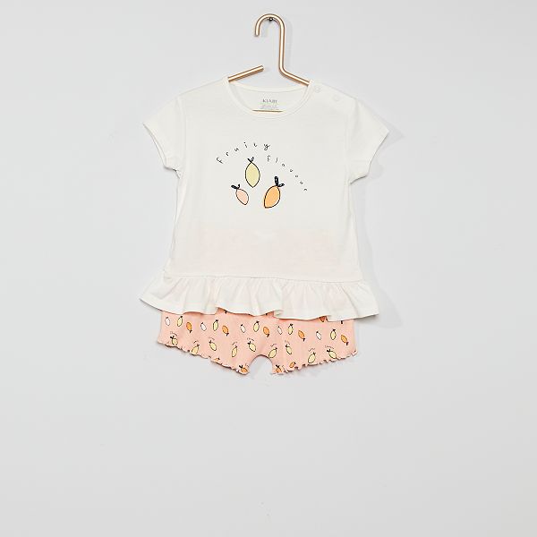 Pyjama Court Eco Concu Bebe Fille Rose Kiabi 4 00