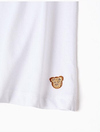 Pyjama court en coton à rayures et motif de cœurs