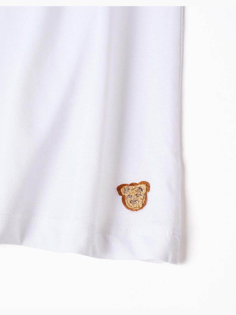 Pyjama court en coton à rayures et motif de cœurs Blanc - Kiabi
